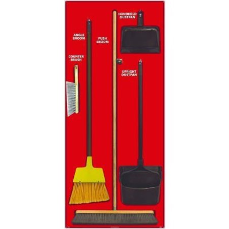 NMC National Marker Janitorial Shadow Board Combo Kit, Red on Black, Pro Series Acrylic - SBK105FG